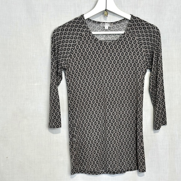DownEast - Stretch TOP 3/4-sleeves diamond pattern SOFT fitted Sz XS - Gray - Picture 1 of 13